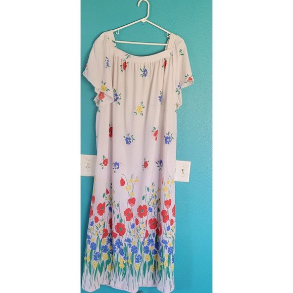Vintage Multicolor Floral 70s SEARS HAWAIIAN LOUNGERS Maxi House Dress